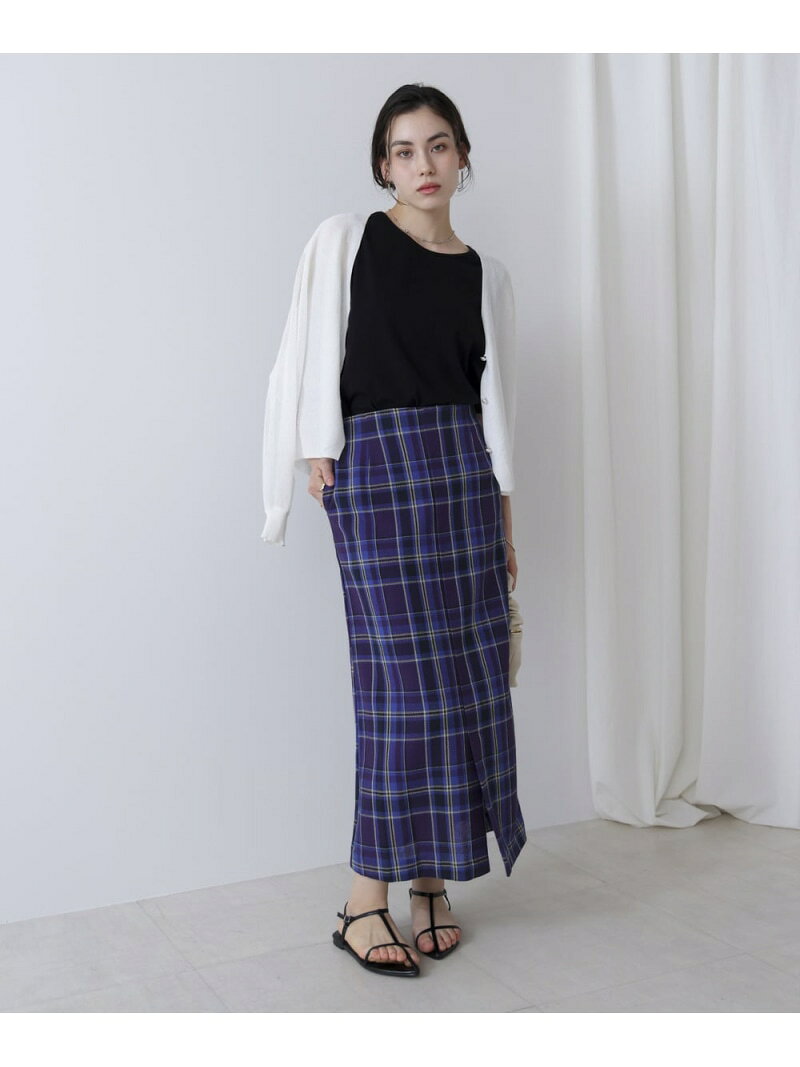 【SALE／30%OFF】カラミチェックスカート Bou Jeloud バブ / ブージュルード スカート ロング・マキシスカート ブラック ブルー【RBA_E】【送料無料】[Rakuten Fashion] linkit-10006729 Bab/Bou Jeloud サンプル画像3