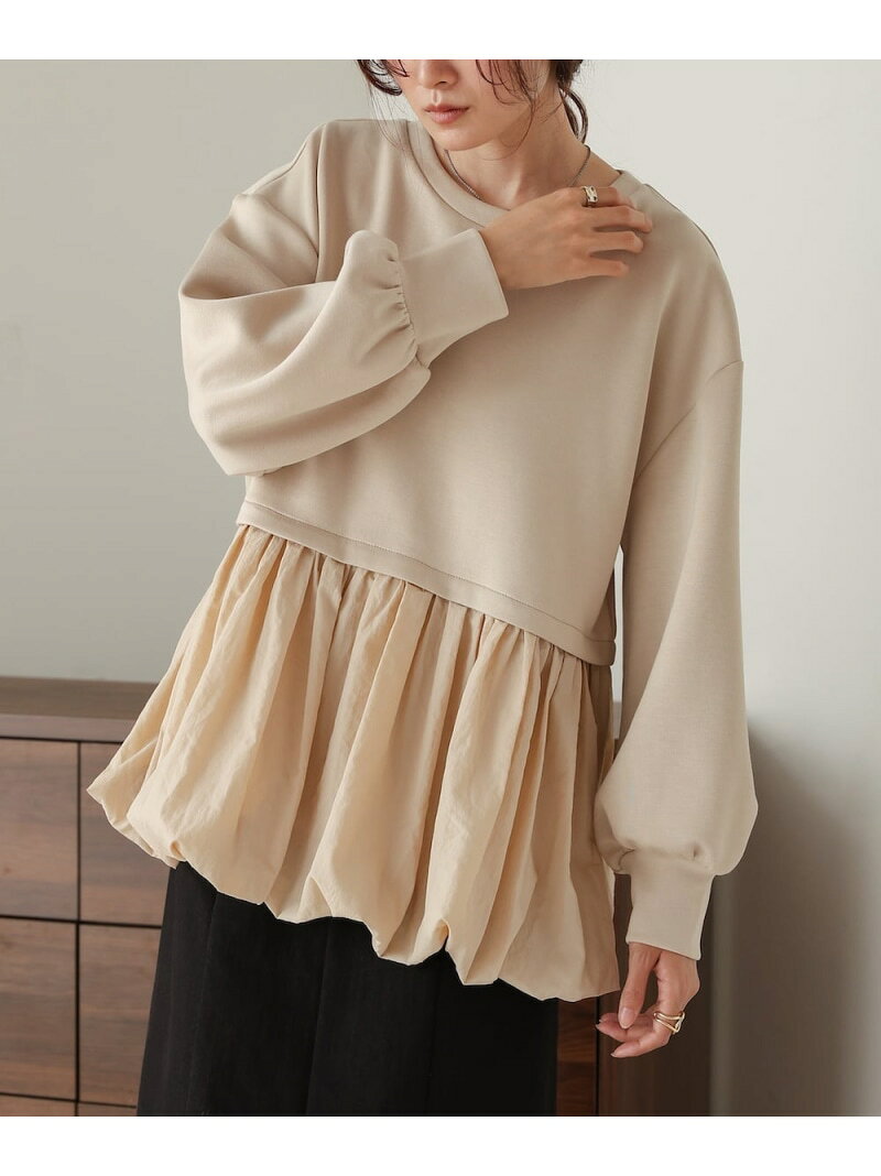 【SALE／40%OFF】裾バルーンペプラムトップス Bab バブ / ブージュルード トップス スウェット・トレーナー ベージュ ホワイト【RBA_E】[Rakuten Fashion]