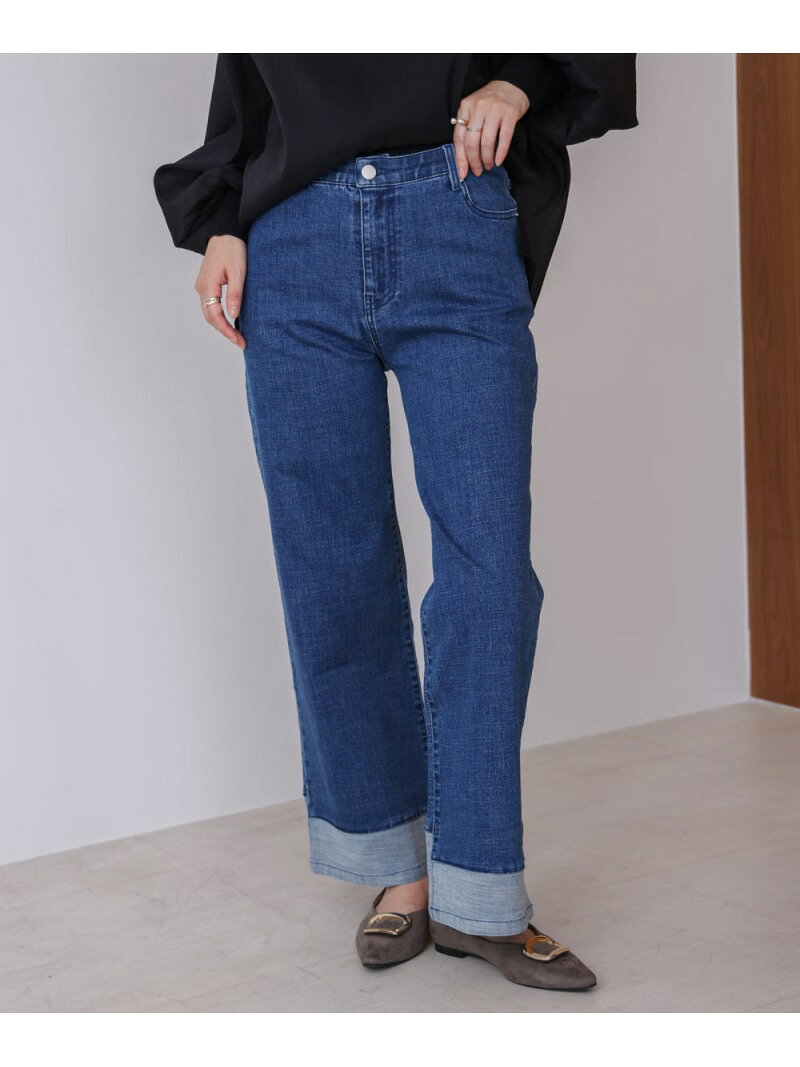 Rakuten - 【SALE／30%OFF】折り返しワイドデニムパンツ Bou Jeloud バブ / ブージュルード パンツ ジーンズ・デニムパンツ ネイビー ブルー【RBA_E】【送料無料】[Rakuten Fashion]