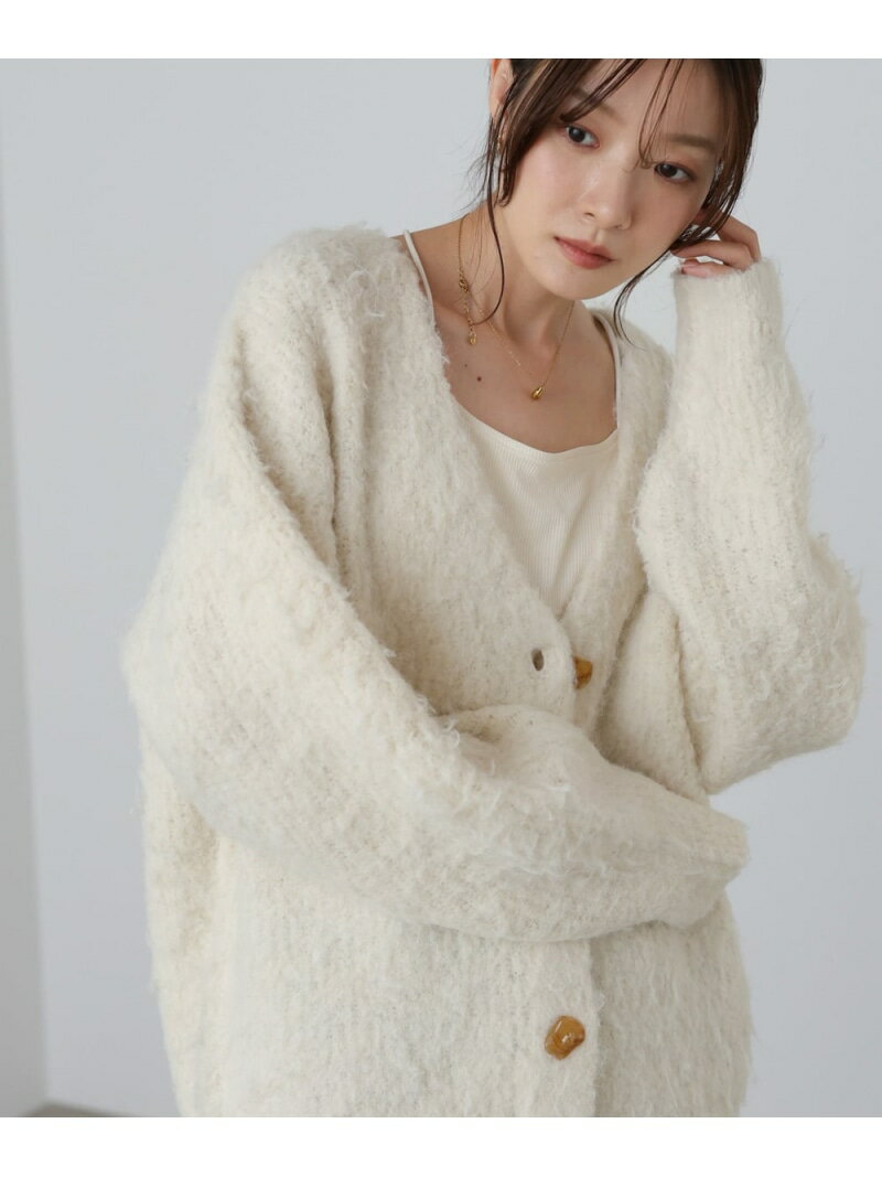 ブラッシュドニットカーディガン Bab バブ / ブージュルード トップス カーディガン ピンク ブラウン ホワイト【先行予約】*【送料無料】[Rakuten Fashion]