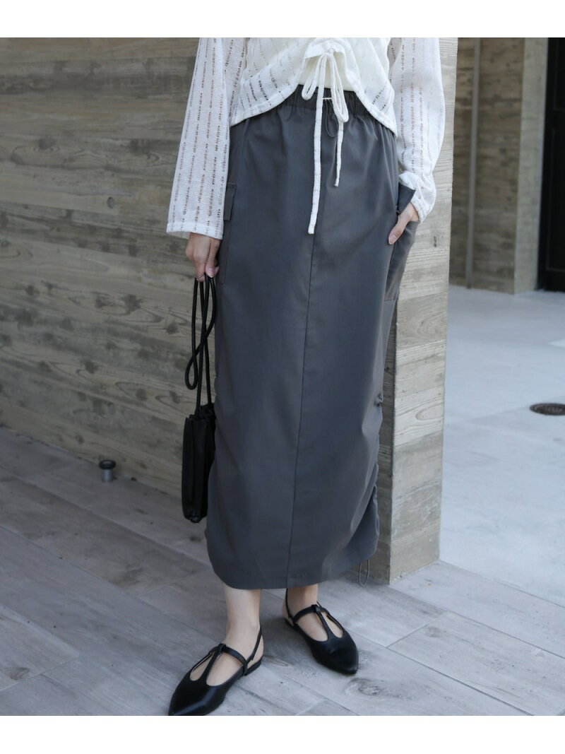 Rakuten - 【SALE／20%OFF】カーゴシャーリングスカート Bab バブ / ブージュルード スカート ロング・マキシスカート グレー ブラック ベージュ【RBA_E】[Rakuten Fashion]