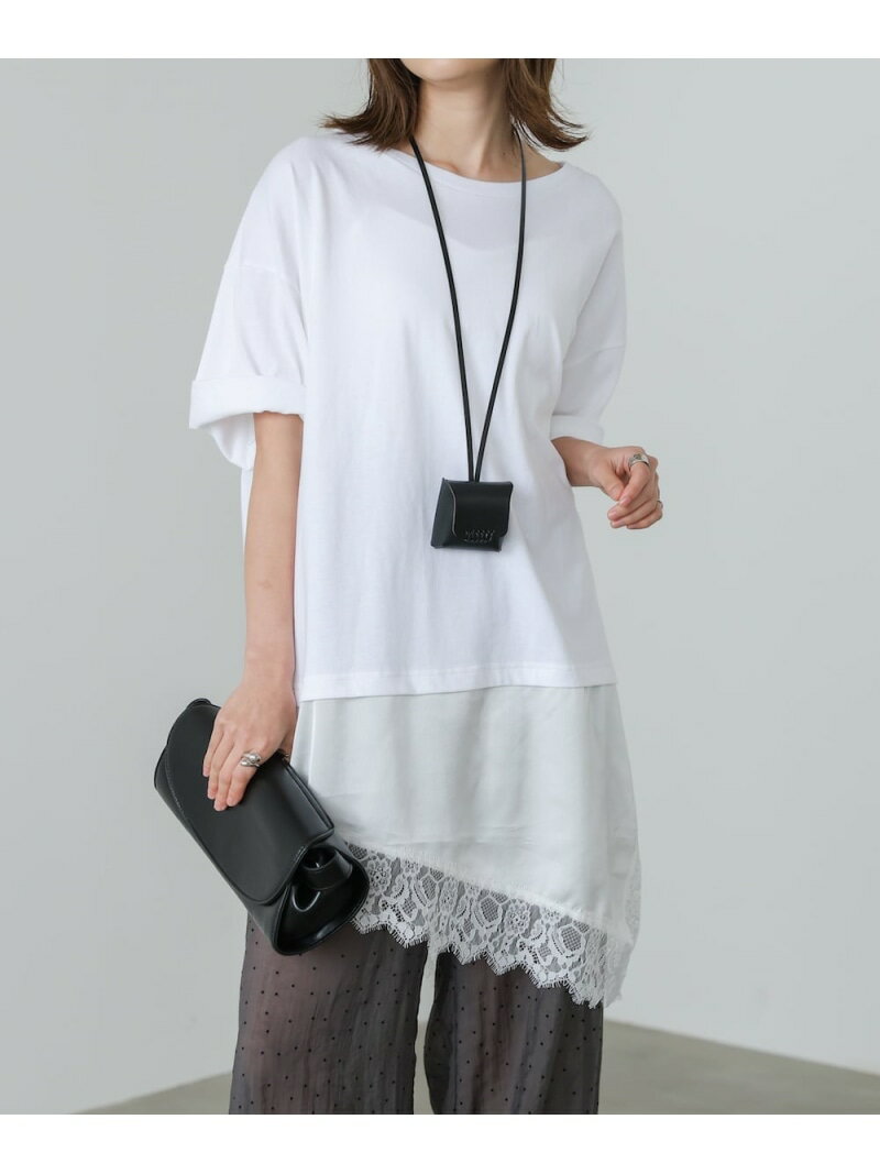 裾レースドッキングカットソー Bab バブ / ブージュルード トップス カットソー・Tシャツ ブラック ホワイト【先行予約】*【送料無料】[Rakuten Fashion]