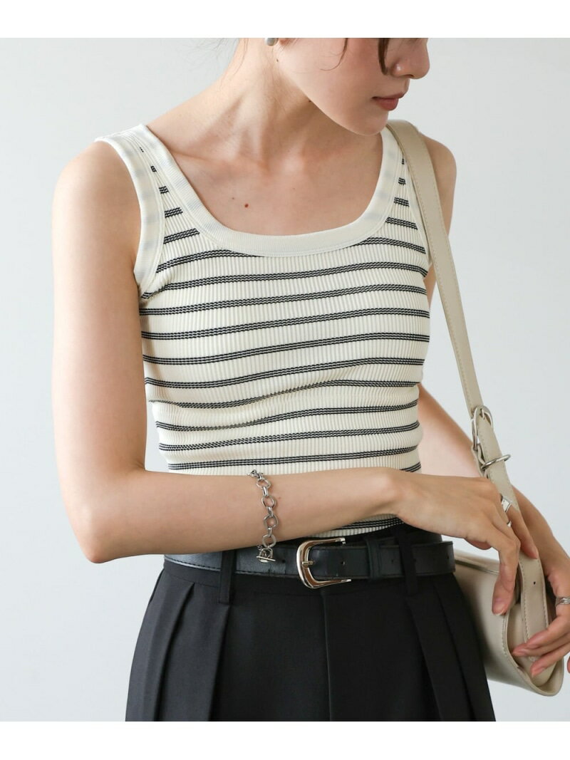 乐天商城 - 【SALE／10%OFF】カップ付きボーダータンクトップ Bab バブ / ブージュルード トップス ノースリーブ・タンクトップ ホワイト ネイビー ブラック【RBA_E】[Rakuten Fashion]
