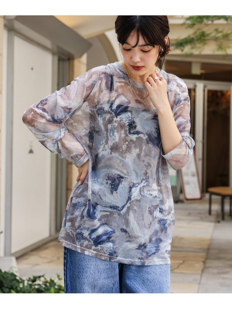 乐天商城 - 【SALE／39%OFF】【WEB限定】ニュアンス柄シアーインナー Bou Jeloud バブ / ブージュルード トップス カットソー・Tシャツ ブラック ブルー【RBA_E】[Rakuten Fashion]