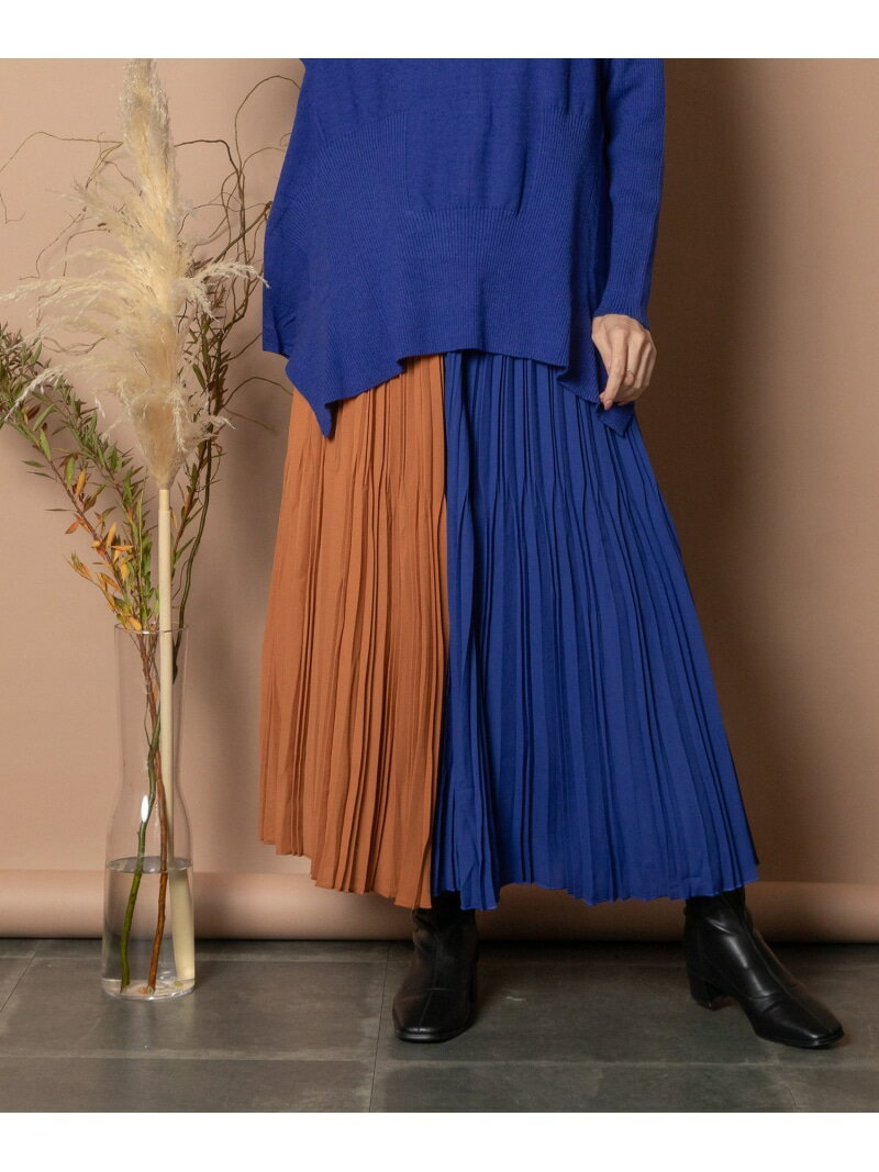 Rakuten - 【SALE／10%OFF】バイカラープリーツスカート Bou Jeloud バブ / ブージュルード スカート ロング・マキシスカート オレンジ グリーン【RBA_E】【送料無料】[Rakuten Fashion]