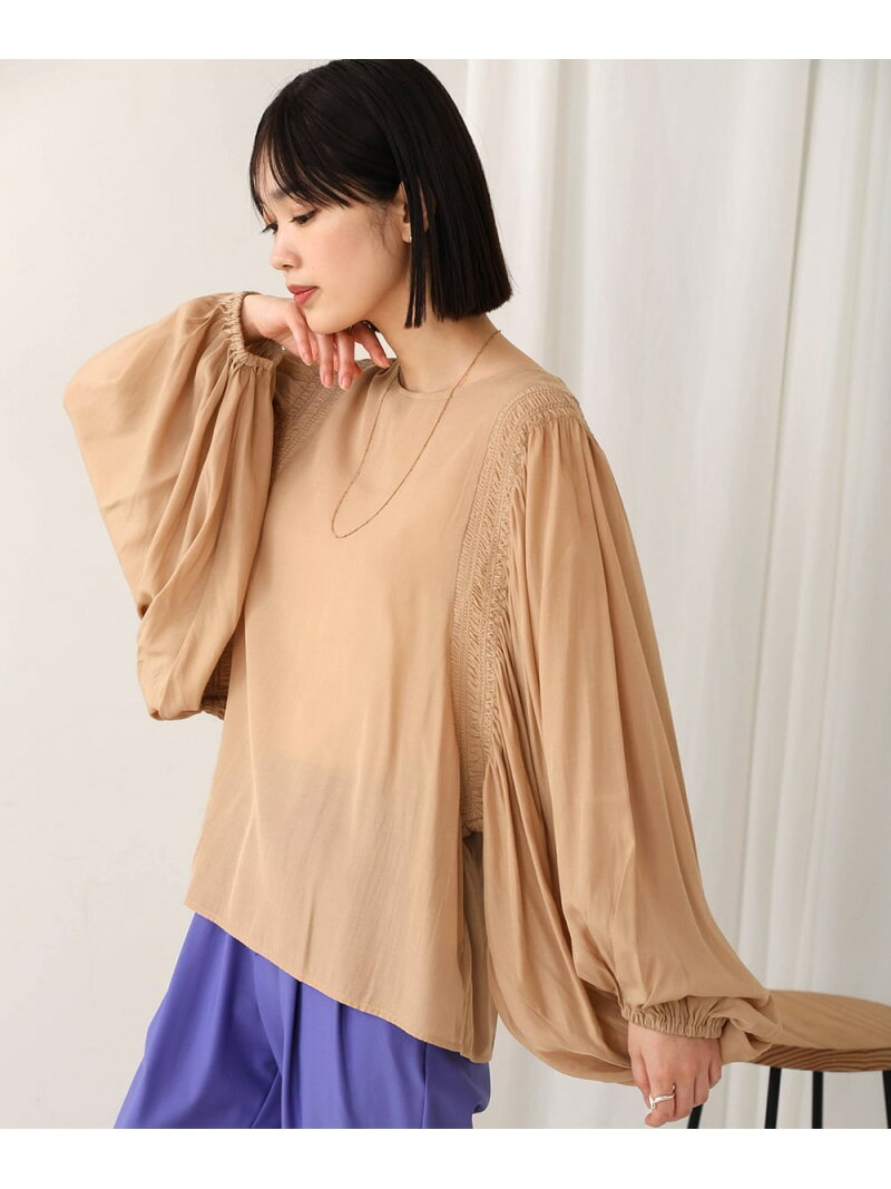 Rakuten - 【SALE／39%OFF】キュプラ混ギャザースリーブブラウス Bou Jeloud バブ / ブージュルード トップス シャツ・ブラウス ブラウン ブラック【RBA_E】【送料無料】[Rakuten Fashion]