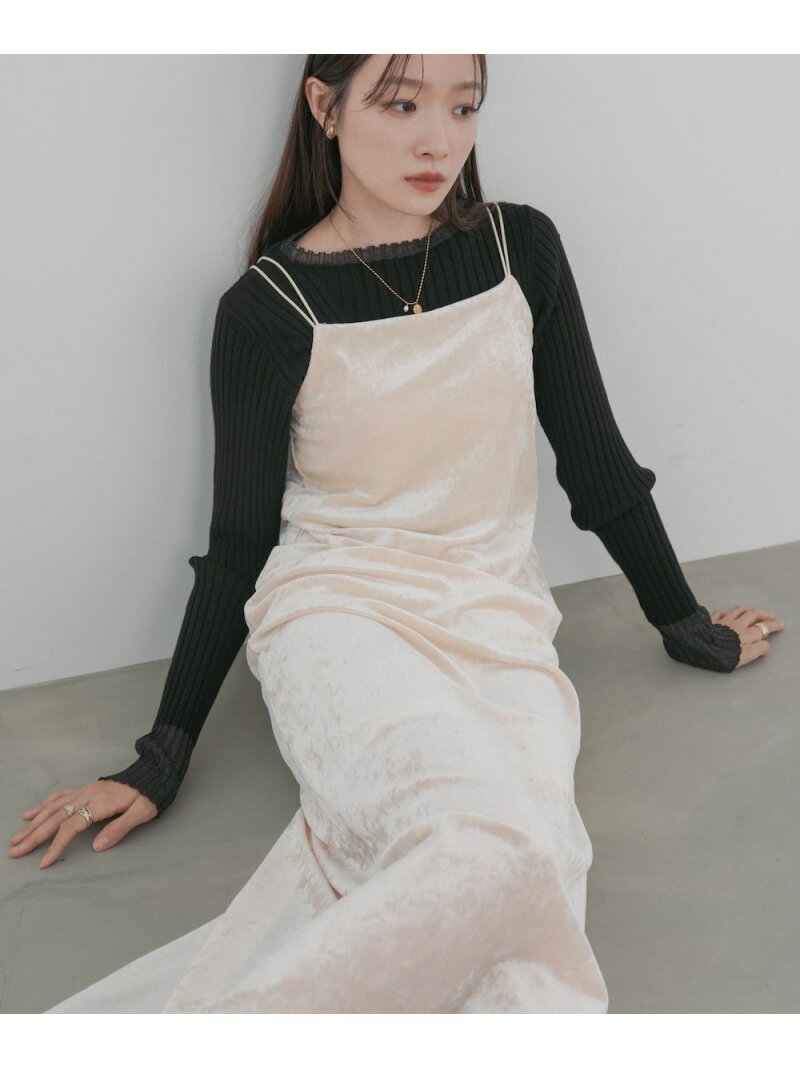 【SALE／15%OFF】《2025秋》【低身長向けサイズあり】シアーベロアカップ付きキャミワンピース Bab バブ / ブージュルード ワンピース・ドレス ワンピース ブラウン ベージュ ホワイト ブラック【RBA_E】【送料無料】[Rakuten Fashion]のサムネイル