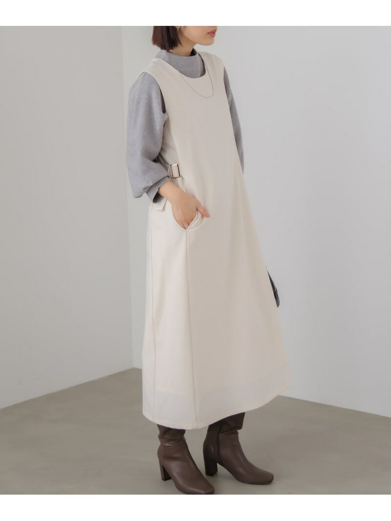 ウエストベルトジャンパースカート Bou Jeloud バブ / ブージュルード ワンピース・ドレス ジャンパースカート グレー ホワイト【送料無料】[Rakuten Fashion]