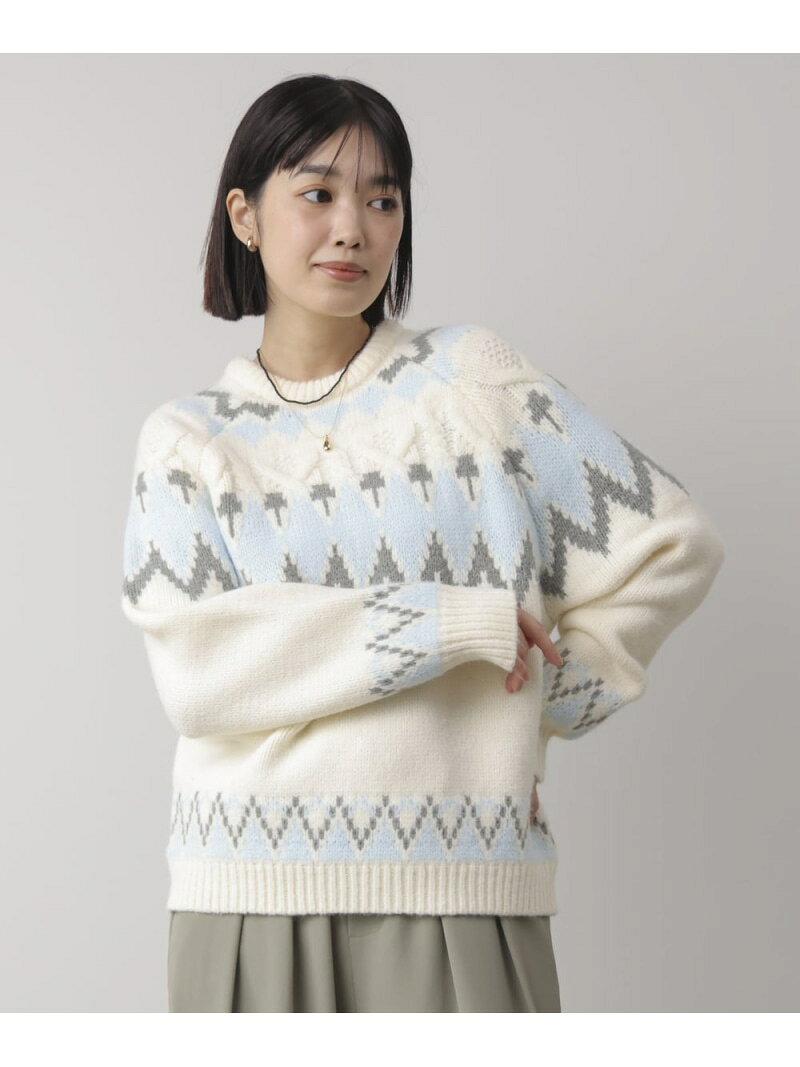 Rakuten - 【SALE／29%OFF】ノルディック柄ニット Bou Jeloud バブ / ブージュルード トップス ニット ホワイト グレー【RBA_E】【送料無料】[Rakuten Fashion]