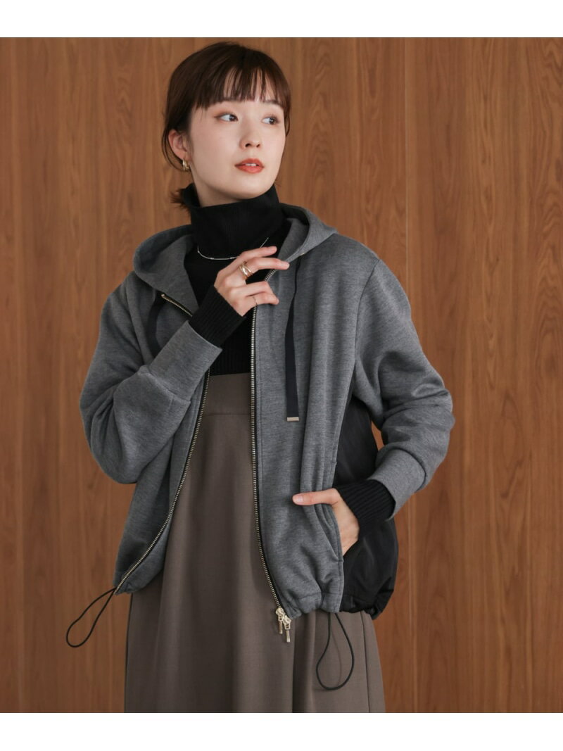 Rakuten - 【SALE／19%OFF】パウンドストレッチサイド異素材パーカー Bou Jeloud バブ / ブージュルード トップス パーカー・フーディー グレー ブラック【RBA_E】【送料無料】[Rakuten Fashion]