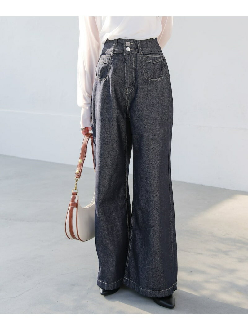 【SALE／20%OFF】【M・Lサイズ展開】ハイウエストラウンドポケット インディゴ ルーズデニムパンツ Bab バブ / ブージュルード パンツ ジーンズ・デニムパンツ ネイビー【RBA_E】【送料無料】[Rakuten Fashion]