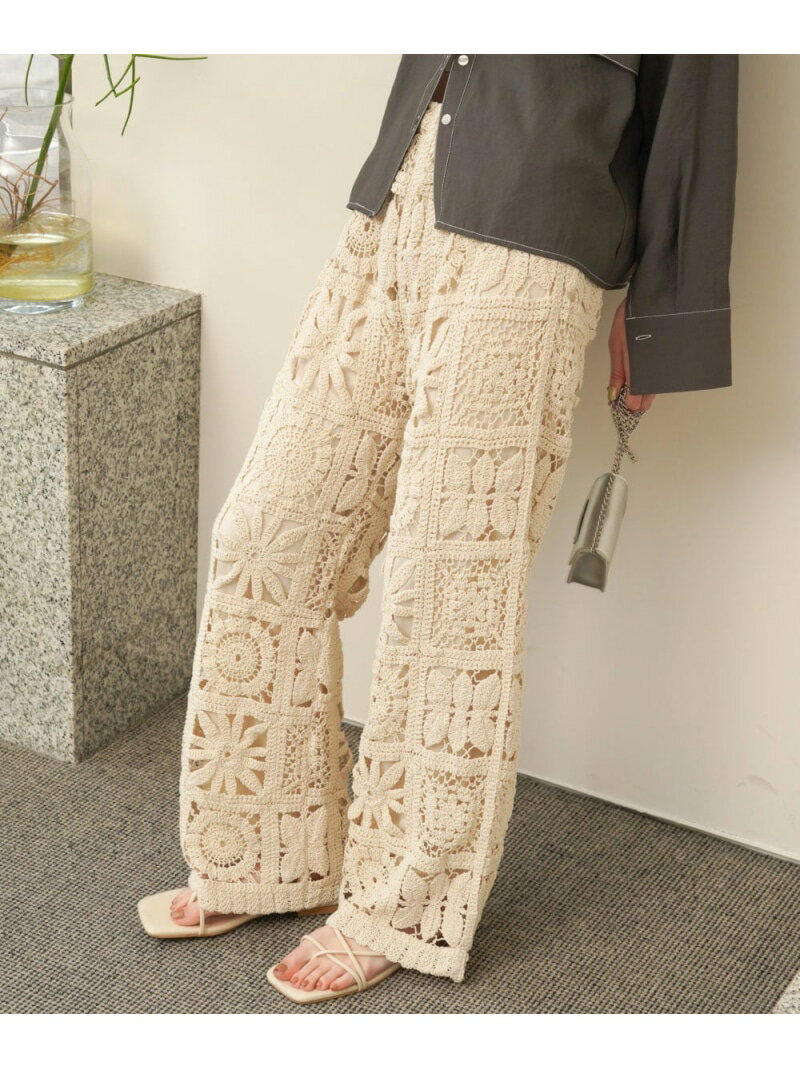 乐天商城 - 【SALE／30%OFF】【低身長向けサイズあり】クロシェニットパンツ Bab バブ / ブージュルード パンツ その他のパンツ ホワイト ブラック【RBA_E】[Rakuten Fashion]