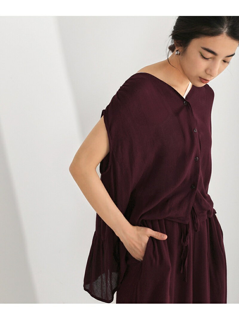 【SALE／55%OFF】レーヨングレーブ2WAYギャザーブラウス Bou Jeloud ブージュルード シャツ/ブラウス ノースリーブ/キャミソールシャツ ブラック ブラウン カーキ【RBA_E】[Rakuten Fashion]
