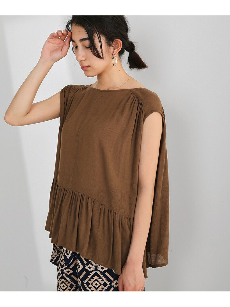 【SALE／55%OFF】レーヨングレーブ2WAYギャザーブラウス Bou Jeloud ブージュルード シャツ/ブラウス ノースリーブ/キャミソールシャツ ブラック ブラウン カーキ【RBA_E】[Rakuten Fashion]