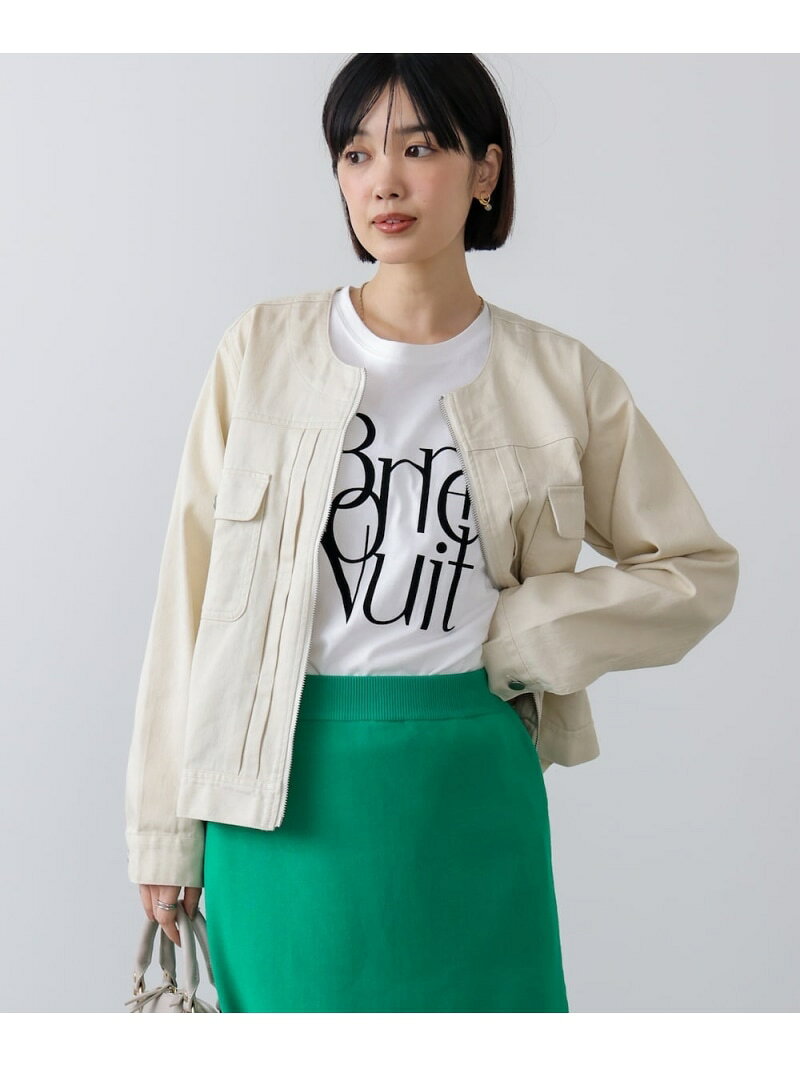 【SALE／9%OFF】デニムノーカラージャケット Bou Jeloud バブ / ブージュルード ジャケット・アウター デニムジャケット ブルー ネイビー ホワイト【RBA_E】【送料無料】[Rakuten Fashion]