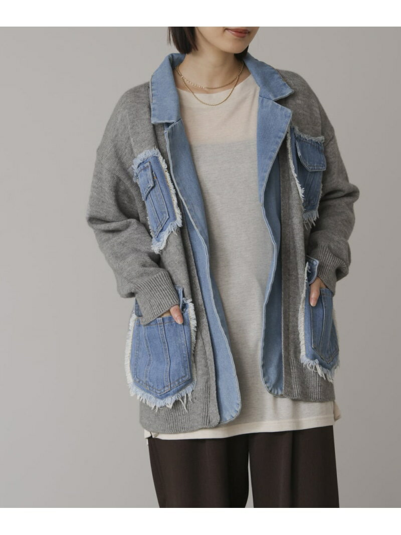 乐天商城 - 【SALE／20%OFF】ニットコンビデニムジャケット Bou Jeloud バブ / ブージュルード ジャケット・アウター デニムジャケット ベージュ グレー ブラック【RBA_E】【送料無料】[Rakuten Fashion]