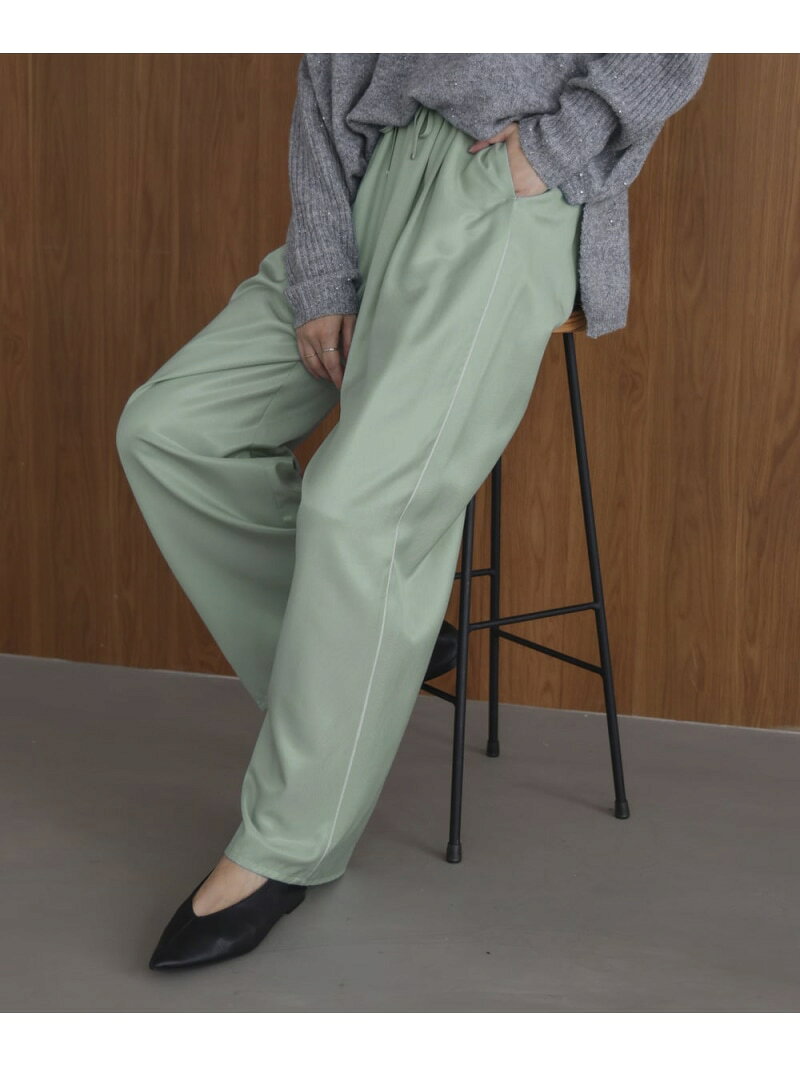 【SALE／49%OFF】ツイルサテンパンツ Bou Jeloud バブ / ブージュルード パンツ その他のパンツ グリーン ネイビー【RBA_E】【送料無料】[Rakuten Fashion] linkit-10007127 Bab/Bou Jeloud サンプル画像3