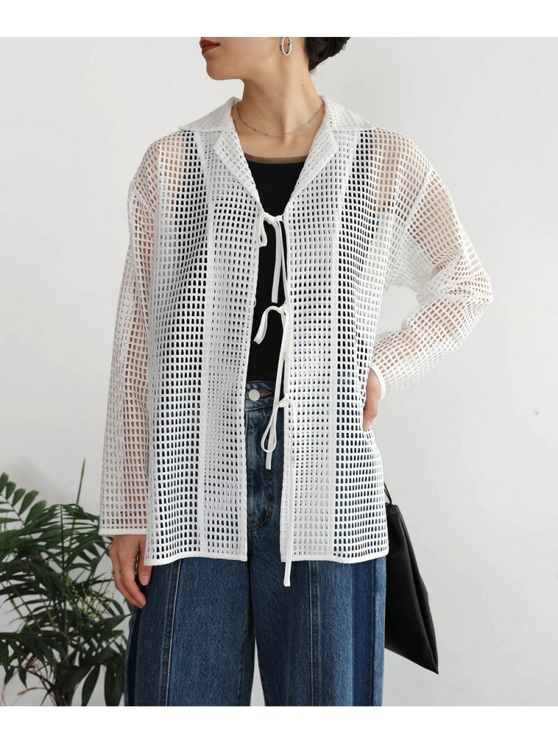 Rakuten - 【SALE／39%OFF】リボンメッシュシャツ Bou Jeloud バブ / ブージュルード トップス シャツ・ブラウス ホワイト ブラック【RBA_E】【送料無料】[Rakuten Fashion]