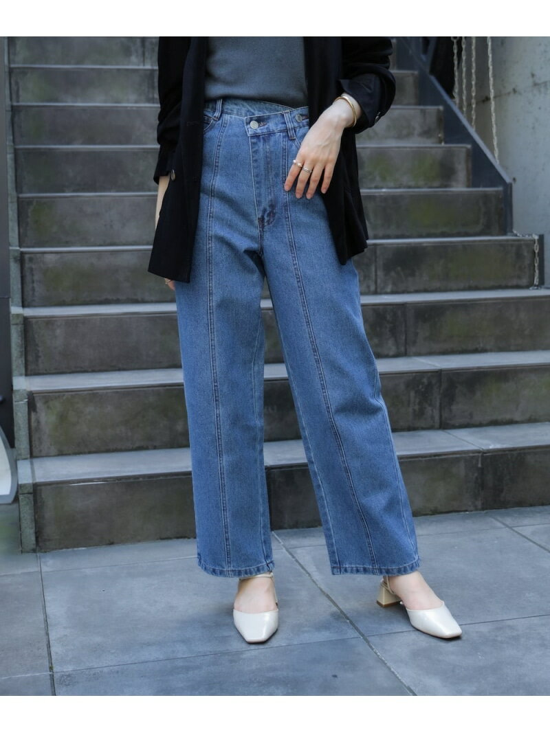 Rakuten - 【SALE／29%OFF】【WEB限定】デニムアシメパンツ Bou Jeloud バブ / ブージュルード パンツ ジーンズ・デニムパンツ ブラック ブルー【RBA_E】【送料無料】[Rakuten Fashion]