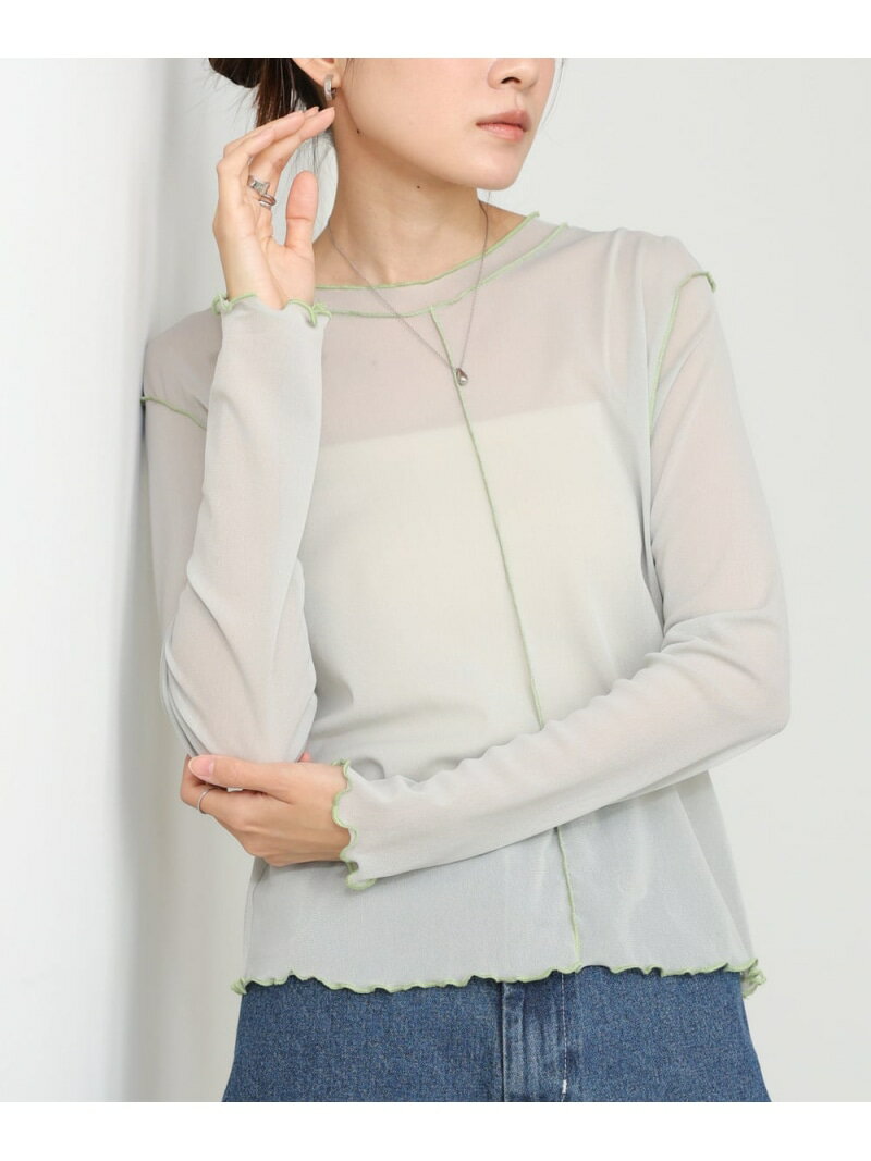 Rakuten - 【SALE／14%OFF】シアーメロートップス Bab バブ / ブージュルード トップス カットソー・Tシャツ グレー ブルー ブラック【RBA_E】[Rakuten Fashion]