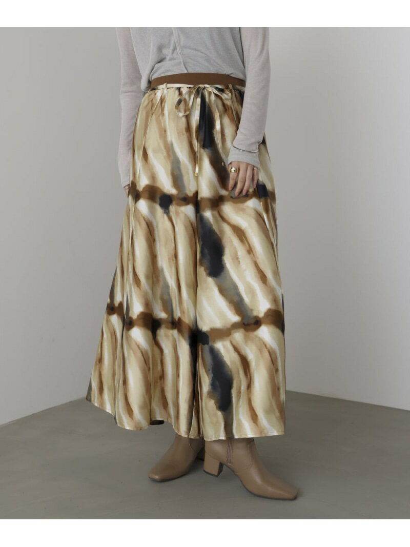 【SALE／25%OFF】マーブルウエーブ柄スカンツ Bou Jeloud バブ / ブージュルード スカート ロング・マキシスカート ブラック ベージュ【RBA_E】【送料無料】[Rakuten Fashion]