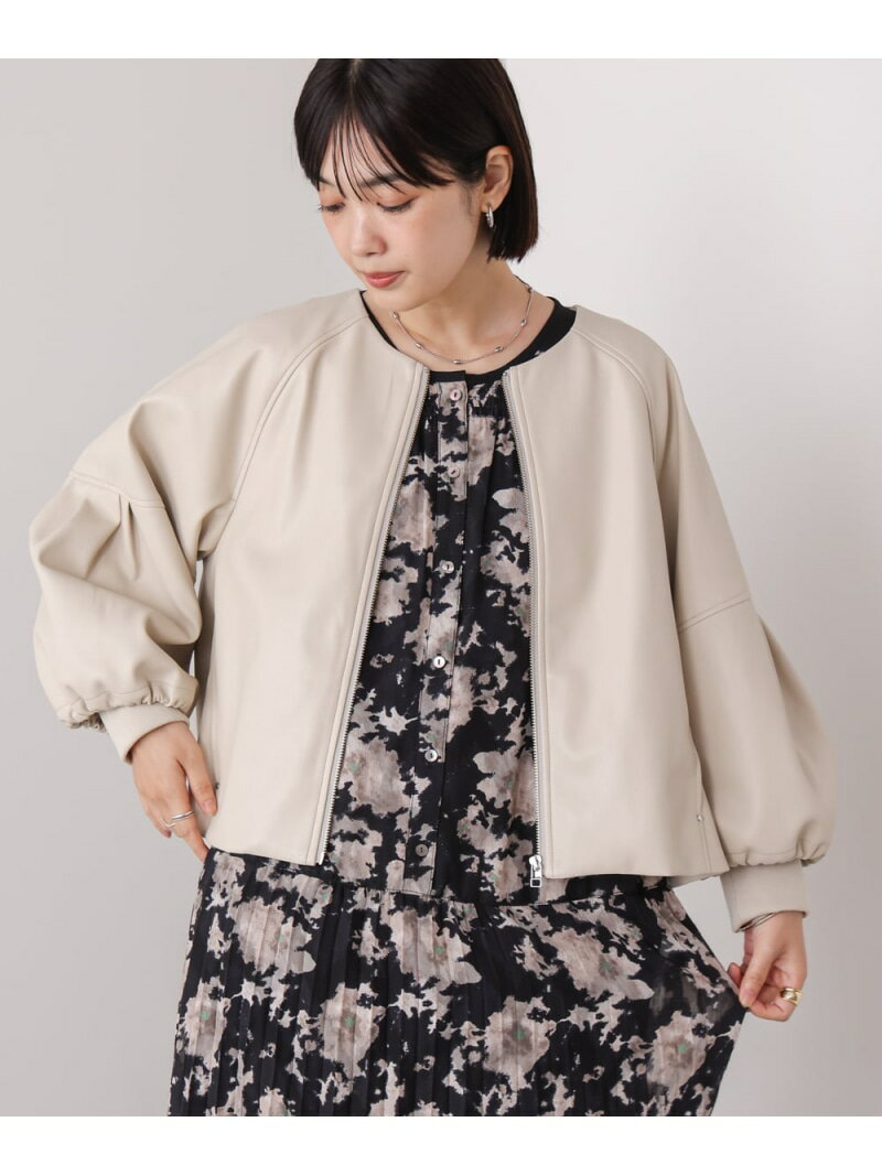 【SALE／25%OFF】フレアスリーブフェイクレザージャケット Bou Jeloud バブ / ブージュルード ジャケット・アウター ブルゾン・ジャンパー ベージュ ブラック【RBA_E】【送料無料】[Rakuten Fashion]