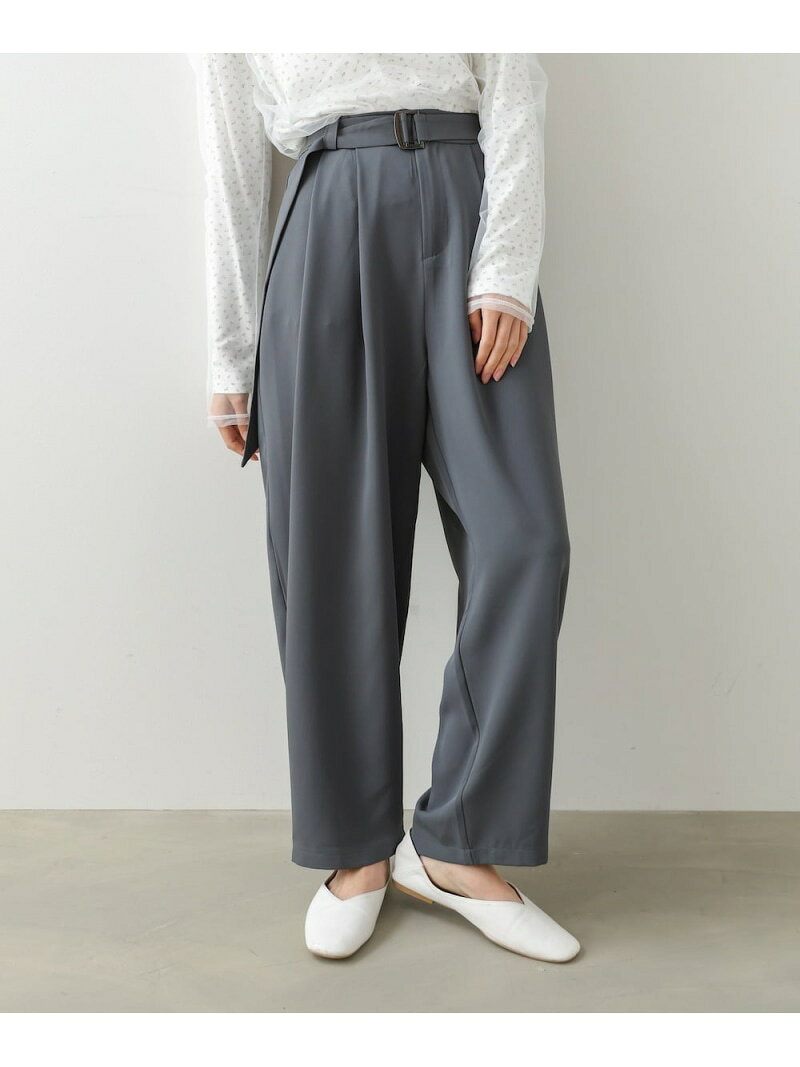 【SALE／5%OFF】【低身長向けサイズあり】ツータックルーズベルト付スラックスパンツ Bab バブ / ブージュルード パンツ スラックス・ドレスパンツ ブラック【RBA_E】【送料無料】[Rakuten Fashion]