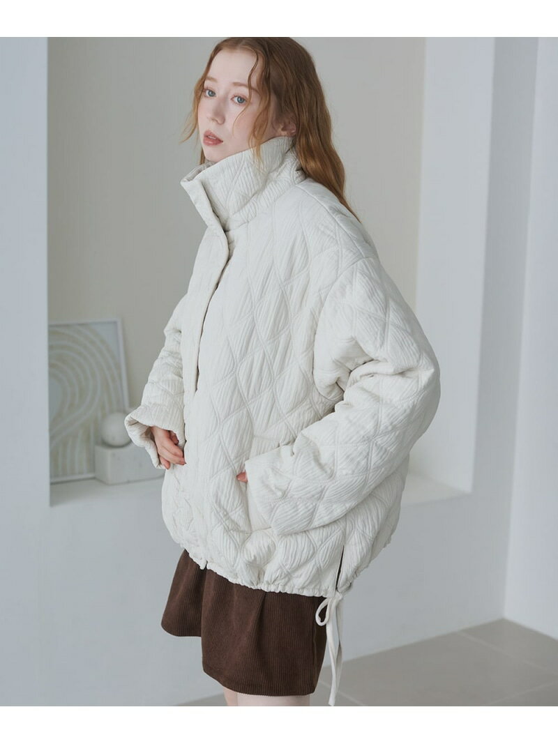 ウェーブキルティング中綿ミドルコート Bab バブ / ブージュルード ジャケット・アウター ダウンジャケット・ダウンベスト ブラック ホワイト【送料無料】[Rakuten Fashion]