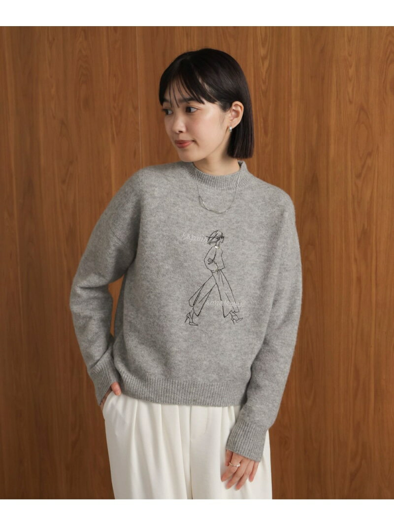 乐天商城 - 【SALE／20%OFF】レディーモチーフニットプルオーバー Bou Jeloud バブ / ブージュルード トップス ニット グレー【RBA_E】【送料無料】[Rakuten Fashion]