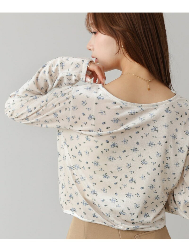 【SALE／15%OFF】ベロアフラワープリントカーディガントップス Bab バブ / ブージュルード トップス カーディガン グレー ホワイト【RBA_E】[Rakuten Fashion]