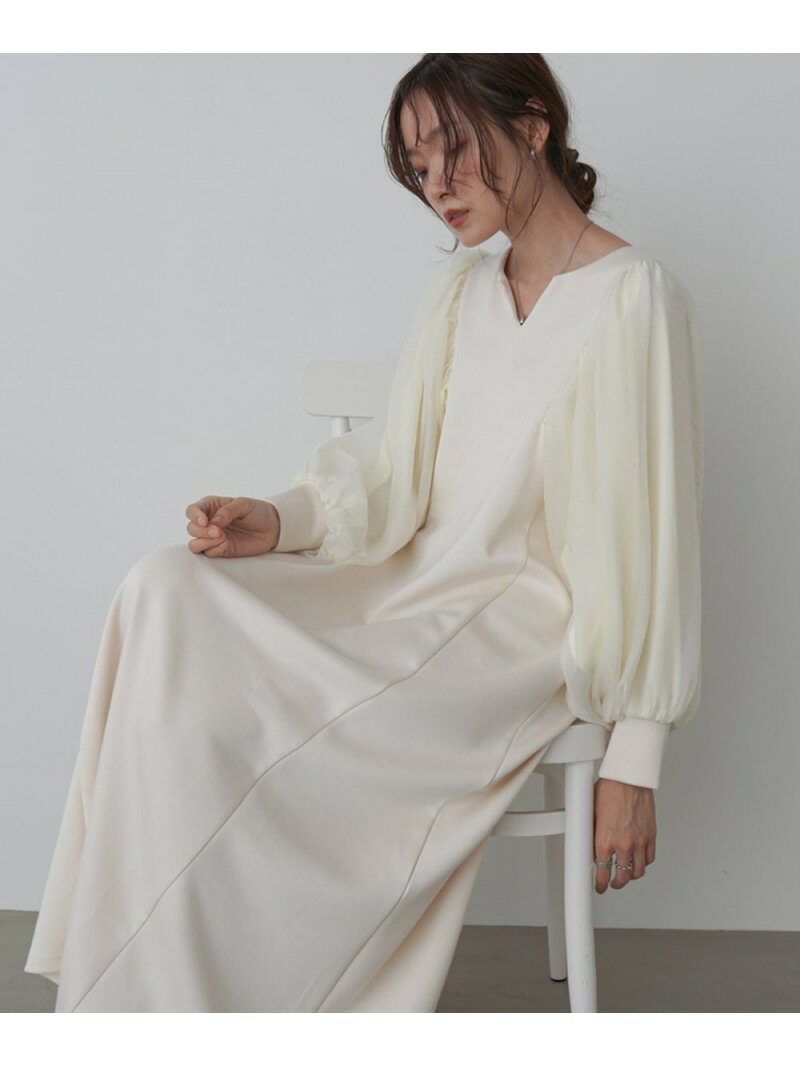 Rakuten - 【SALE／19%OFF】【低身長~高身長向けサイズあり】袖オーガンジーポンチワンピース Bab バブ / ブージュルード ワンピース・ドレス ワンピース ブラック ベージュ ホワイト【RBA_E】【送料無料】[Rakuten Fashion]