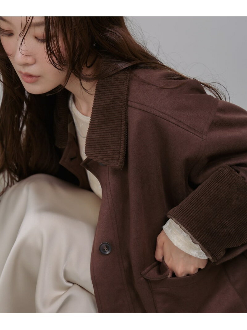 フェイクスエード*コーデュロイショートカバーオール Bab バブ / ブージュルード オールインワン・オーバーオール オーバーオール・サロペット ブラック ブラウン【送料無料】[Rakuten Fashion]