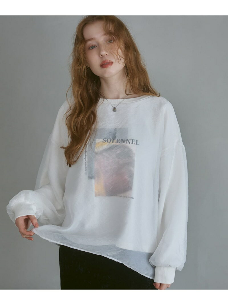 シアーレイヤードプリントスウェットトップス Bab バブ / ブージュルード トップス スウェット・トレーナー ブラック ホワイト【送料無料】[Rakuten Fashion]