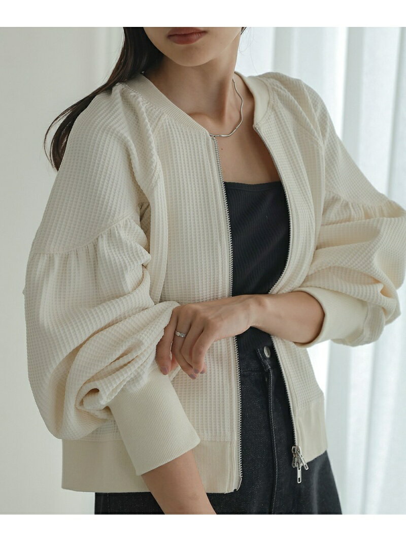【SALE／40%OFF】ワッフル袖ギャザーカーディガン Bab バブ / ブージュルード トップス カーディガン ブラック ベージュ ホワイト【RBA_E】[Rakuten Fashion]のサムネイル