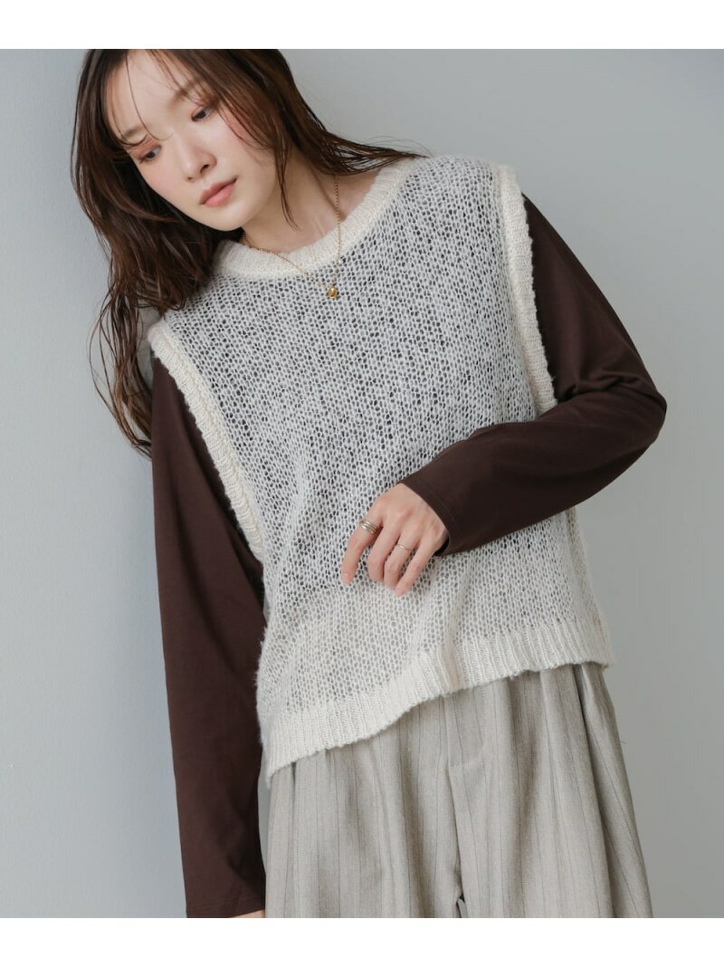 【SALE／32%OFF】モヘアタッチシアーベスト Bab バブ / ブージュルード トップス ベスト・ジレ ピンク グレー【RBA_E】[Rakuten Fashion]