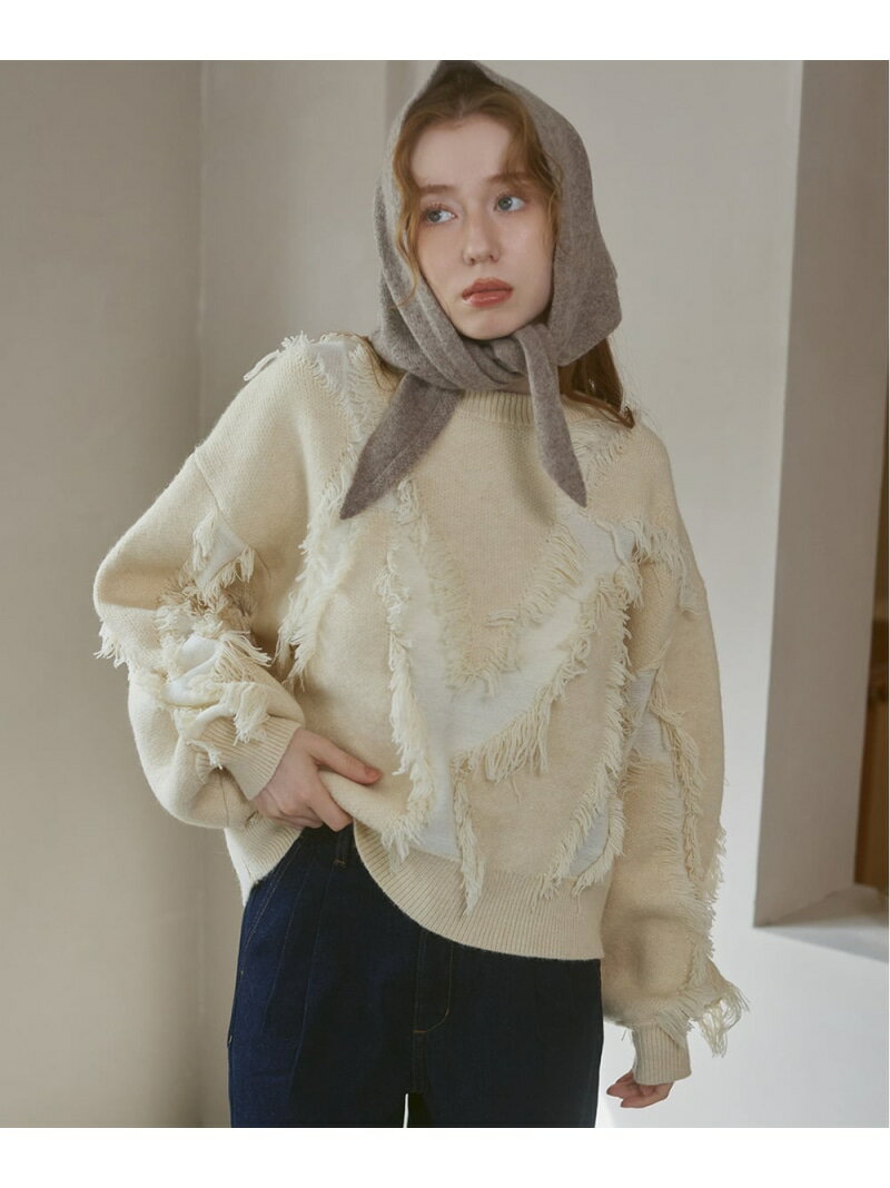 Rakuten - 【SALE／40%OFF】シャギージャガードニットトップス Bab バブ / ブージュルード トップス ニット グレー ホワイト グリーン ベージュ【RBA_E】[Rakuten Fashion]