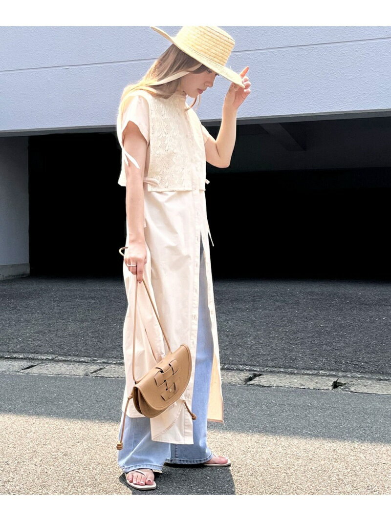 【SALE／50%OFF】レースバンドカラーシャツ半袖ワンピース Bab バブ / ブージュルード ワンピース・ドレス シャツワンピース ホワイト ブラック ベージュ【RBA_E】[Rakuten Fashion]のサムネイル