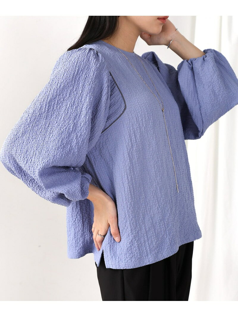 Rakuten - 【SALE／50%OFF】リップル加工パイピングブラウス Bou Jeloud バブ / ブージュルード トップス シャツ・ブラウス ブルー ブラック【RBA_E】[Rakuten Fashion]