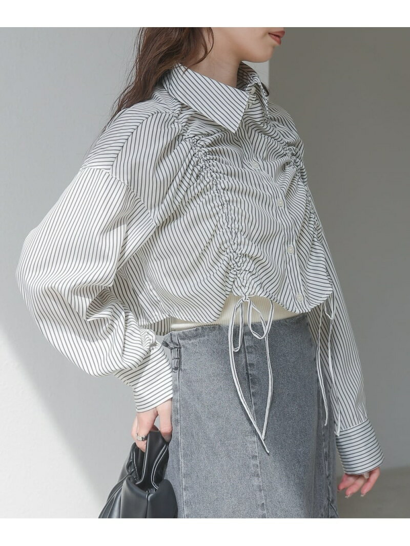 Rakuten - 【SALE／20%OFF】ストライプシャーリング リボンブラウス Bab バブ / ブージュルード トップス シャツ・ブラウス ブラック ホワイト【RBA_E】【送料無料】[Rakuten Fashion]