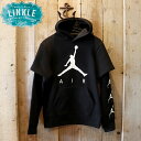 【ボーイズ】Nike Jordan Brand(ナイキ ジョーダン ブランド)レイヤード パーカー【 ジャンプマン ロゴ 袖プリント レイヤード スウェット パーカ フーディ 裏起毛 】