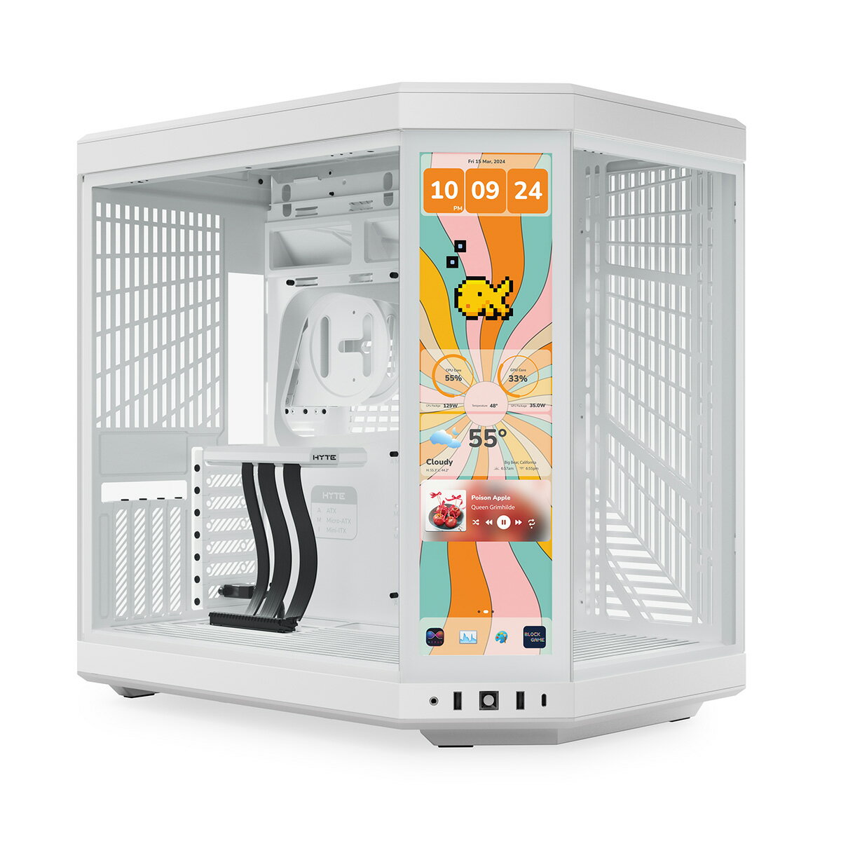 HYTE PCケース Y70 Touch Infinite スノーホワイト 14.9インチ タッチスクリーン搭載 ピラーレスPCケース Y70 Touch Infinite Snow White