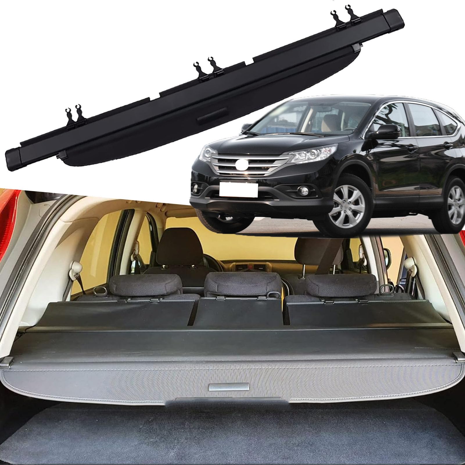 延長型カーゴカバー ホンダ CRV (2006-2011)用 全モデル ブラック 延長型トランクカバー インテリアアクセサリー 家族へのギフト (キャンバス)