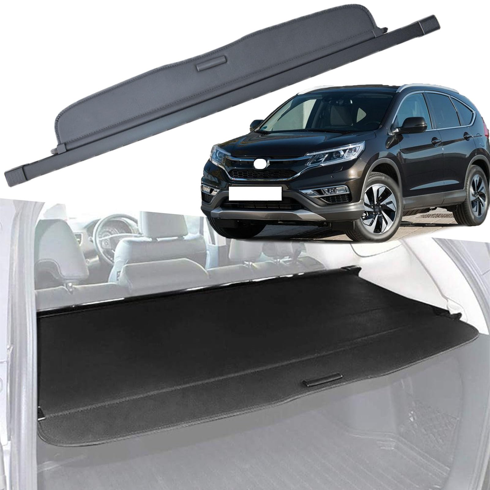 延長型カーゴカバー ホンダ CRV (2012-2016)用 全モデル ブラック 延長型トランクカバー インテリアアクセサリー 家族へのギフト (キャンバス)