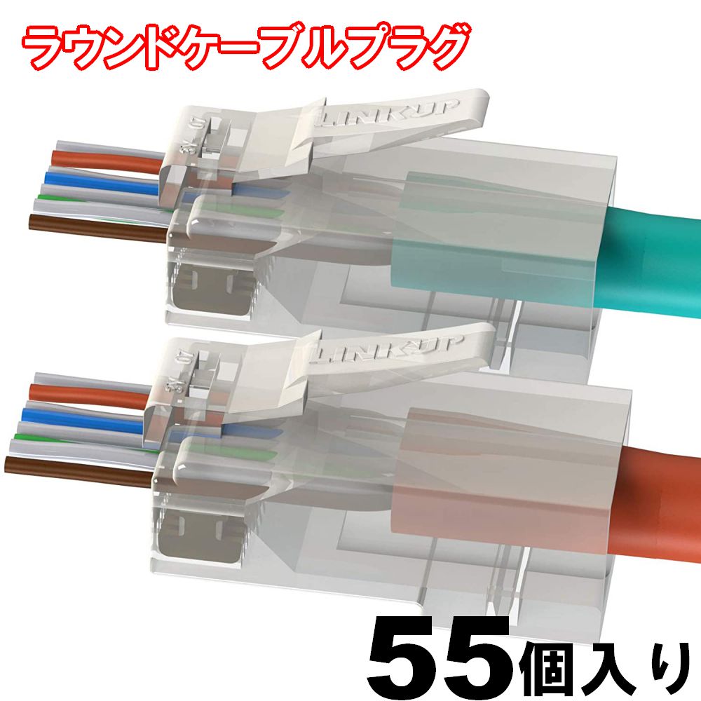 Cat6 RJ45 Easy Pass Thruコネクタ LAN ジャックアダプター UTP Gigabit Network ラウンドケーブルプラグ Low NEXT RL 高性能 55 個入り テレワーク 在宅ワーク パソコン パーツゲーミングPC ゲーミングPC自作 ゲーミングPCカスタム