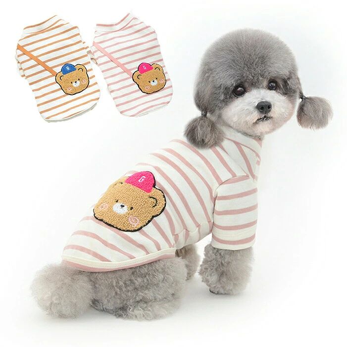 犬服ベストスリーブtシャツタンクトップインナー犬服tシャツボーダー柄伸縮つなぎ...