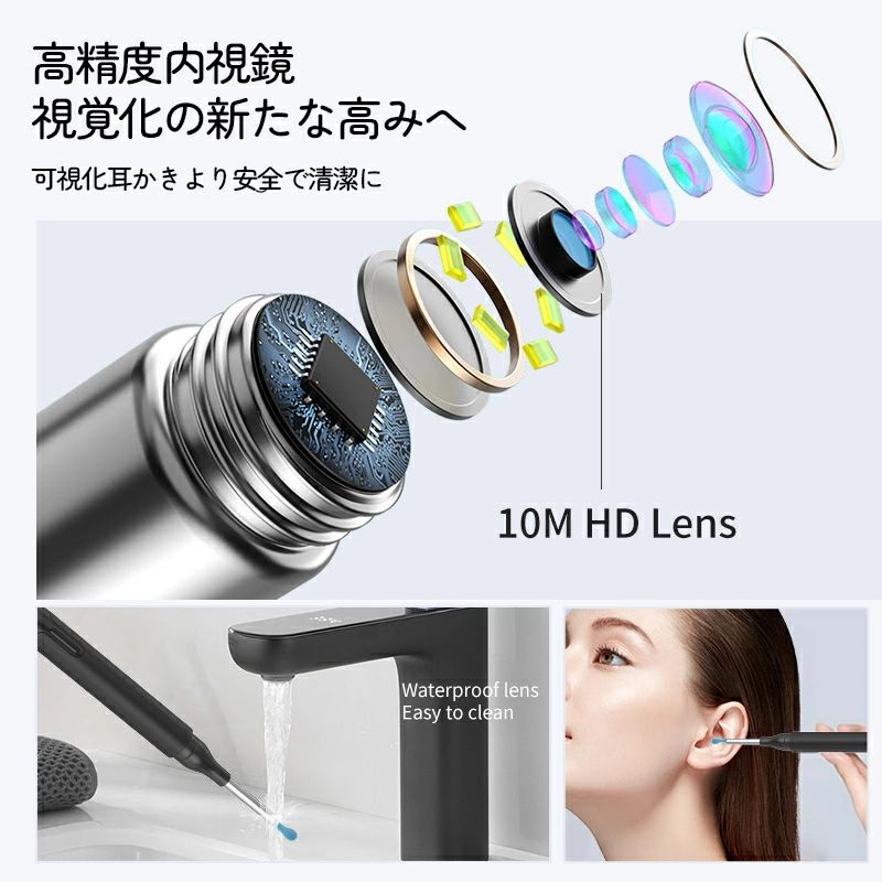 Linnellの耳かき カメラ付き 内視鏡付き耳かき カメラ付き耳かき ピンセット付き耳掻き ピンセット 防水 左右反転機能｜アングル2