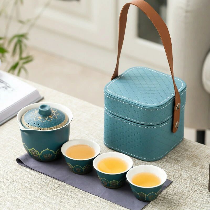 旅行茶器携帯茶器蓋碗組合絶妙包装陶器材質耐久性