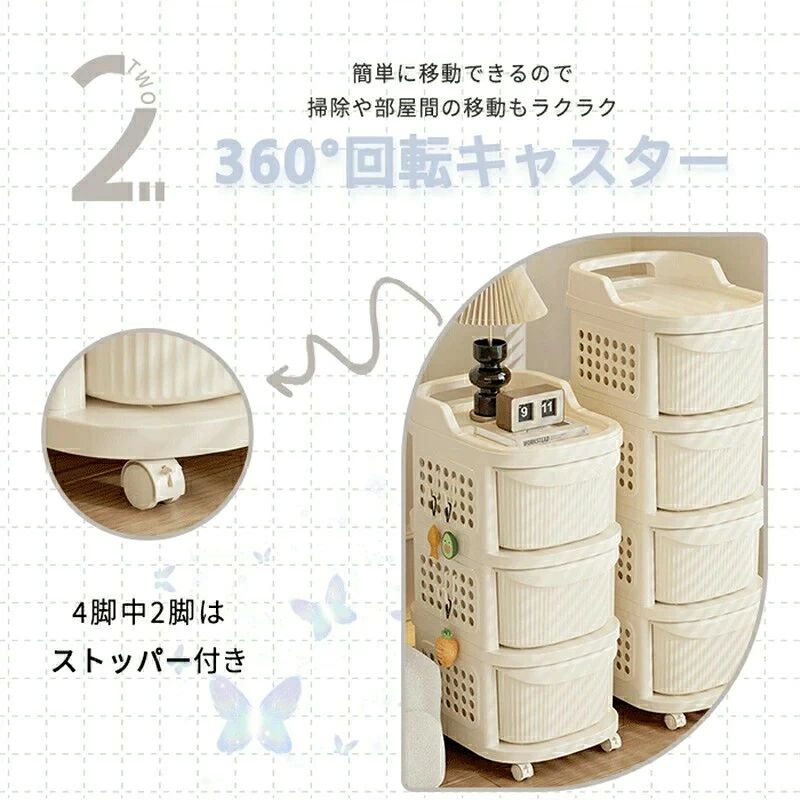 収納ワゴン ベビーワゴン 収納ボックス 収納棚 3段 4段 キャスター付き ベビー用品...