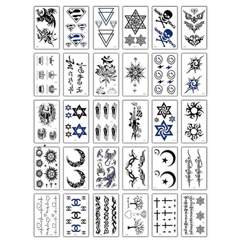 乐天商城 - タトゥーシール 防水 長持ち 刺青シール かわいい 数字 星 月 太陽 王冠 十字架 5.7cm*9.7cm 入れ墨シール 30枚セット