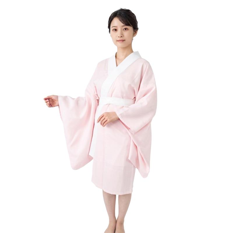 Rakuten - [] 長襦袢 袴用 二尺袖 ショート丈 ピンク 洗える 襦袢 半衿付き 無地 (身丈105cm 袖丈75cm) 卒業式 謝恩会 大学生 ポリエステル和装下着 通年用
